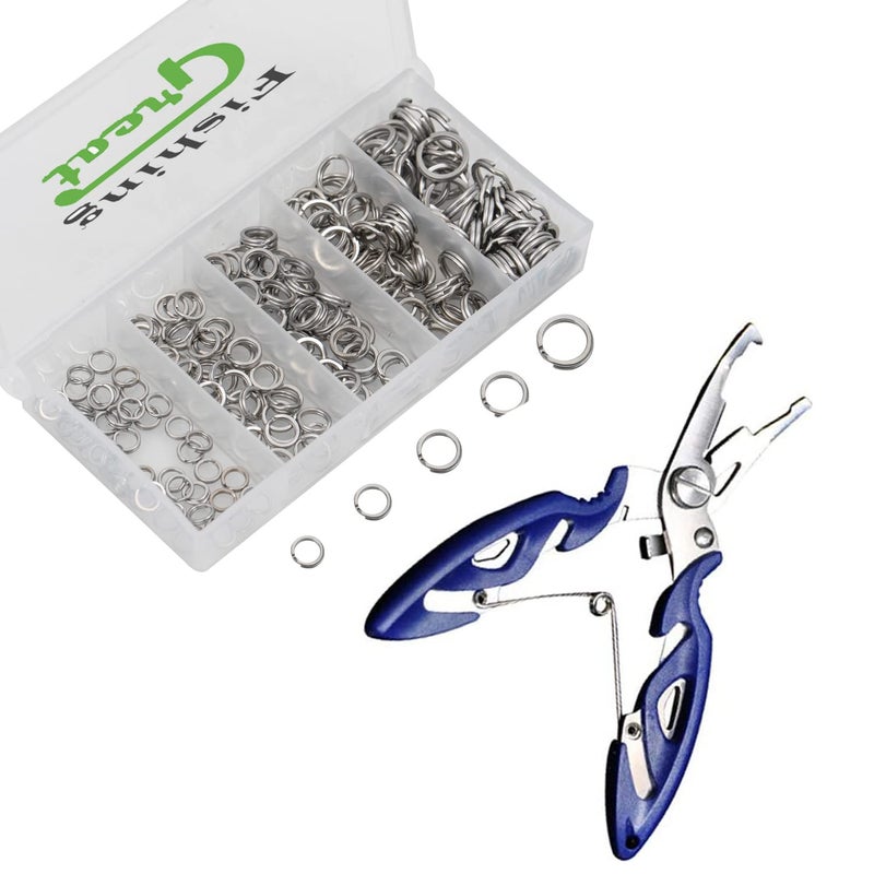 GREATFISHING 200PCS High Strength Heavy Stainless Steel Split Ring Lure Tackle Connector with Fishing Pliers 30lb to 120lb Test - Image 1
